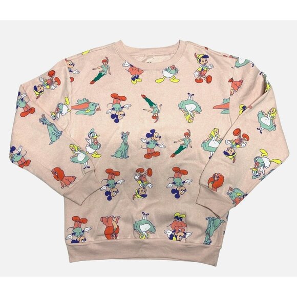 Disney 100 Years of Wonder Character Pink Sweatshirt Mickey Minnie Cinderella - Picture 1 of 4
